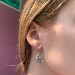 moon and heart hoop earrings